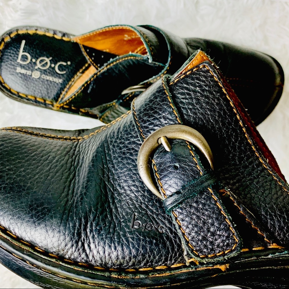 BOC Born Black Clogs w/Brown Stitching & Buckle - Picture 5 of 7